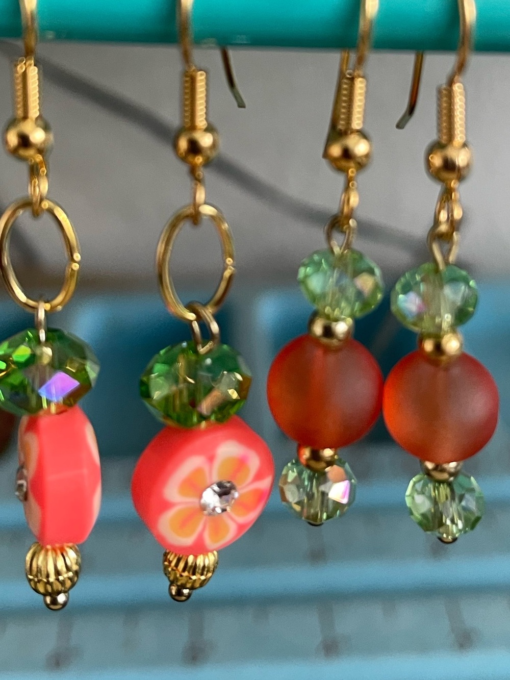 2 Pair Fall Gold tone Earrings